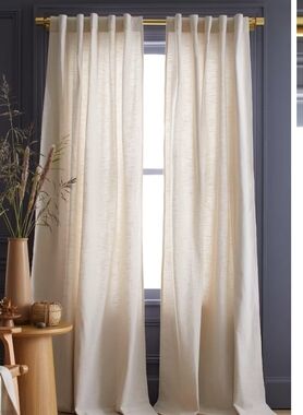 Quince 3 Panel Curtain Set 100% Cotton Slub 48" X 84" NEW